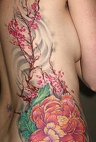 krása boční pas pivoňka květ tetování vzor