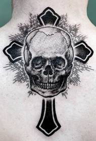 назад црна личност череп комбинација шема крстот тетоважа шема