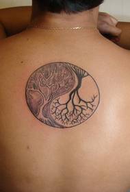 back Black and white tree gossip tattoo picture