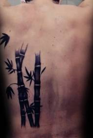back oriental Asian style dark bamboo tattoo pattern