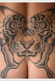 Waist Butterfly Transformed Tiger Tattoo Pattern