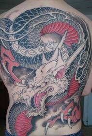 Stile asiaticu di mudellu di tatuaggi di drago rosso è grisgiu