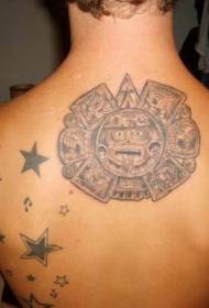 Aztec stone calendar back tattoo pattern