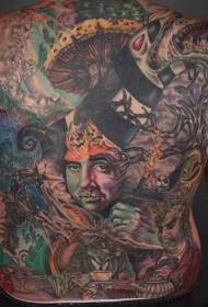 tillbaka stora spektakulära mångfärgade tatueringmönster för fantasy-monster