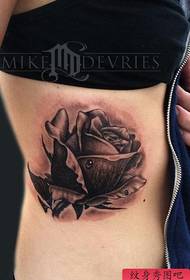 Side Waist Black Rose Tattoo Pattern