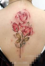 majhne sveže tetovaže na hrbtu dekličinega hrbta