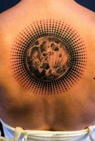 punt doorn stijl zwarte grote maan terug tattoo patroon