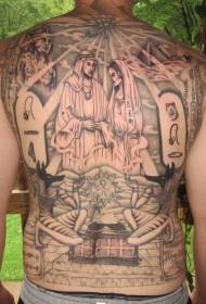 voller Rücken religiöses Thema Charakter Tattoo-Muster