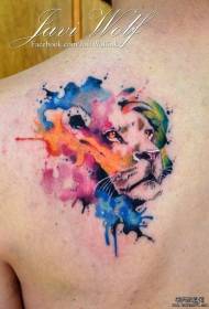 terug splash inkt leeuwenkop kleur tattoo patroon