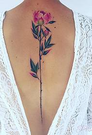 djevojke natrag kralježnica seksi cvjetni uzorak tetovaža