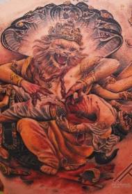 Illustration style creepy Hindu god tattoo pattern