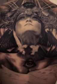 леђа огромна мистериозна древна женска особа са пирамидалним узорком и тетоважом ока 73922 - леђа келтски чвор у стилу црна мистериозни мушки узорак тетоважа