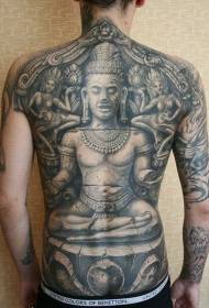 back stone carving style ancient statue tattoo pattern