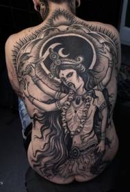 back evil Hindu goddess tattoo pattern