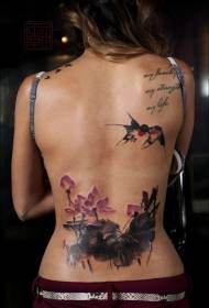 bumalik sa modernong istilo ng lotus at pattern ng tattoo ng tattoo