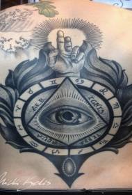 cool back mysterious eyes with constellation symbol tattoo pattern