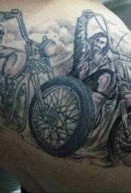 Volver negro gris motocicleta entusiasta tatuaje patrón