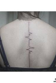 djevojke natrag EKG linije mali svježi uzorak tetovaža