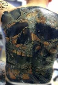 back color mysterious skull large area tattoo pattern