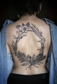belakang tumbuhan bunga liar Tattoo tatu