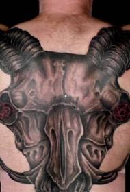 leđa ogromna demonska koza na licu obojena tetovažom
