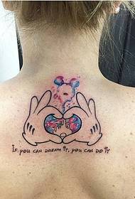 back cartoon hand rice mouse splash ink tattoo pattern