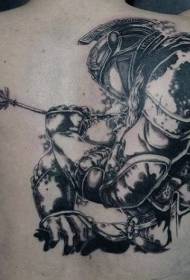 back black and white European and American medieval knight tattoo pattern