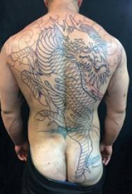 tatoeaazje werom Dragon boy full back swarte draak tattoo picture