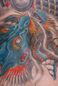 waist blue Asian dragon tattoo pattern