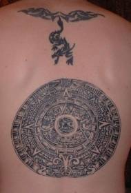Aztec calendar stone tattoo pattern