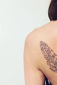 back geometry line feather tattoo pattern
