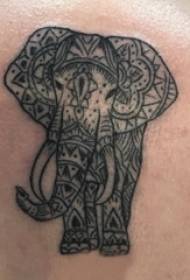 Baile animal tatouage boy back on black Elephant tattoo picture
