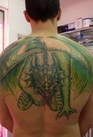 uomo indietro drago verde Modello del tatuaggio