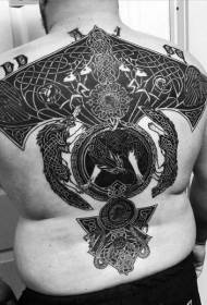 back celtic style black various jewelry tattoo pattern