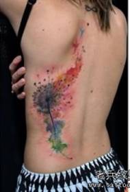 girl back splash dandelion tattoo pattern
