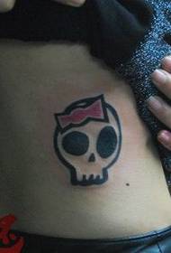 girl's side waist cute totem skull tattoo pattern