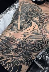 πίσω νέα μοτίβο τατουάζ δαίμονας τέρας της Ιαπωνίας