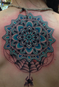 good looking blue vanilla flower and small spider tattoo pattern