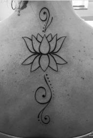 back small fresh lotus line tattoo pattern