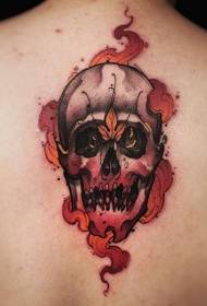 muguras krāsas emalja ar liesmu un kļavu lapu tetovējuma modeli