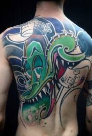 spatele colorat model de tatuaj dragon verde