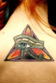 old school back mysterious triangle and Horus eye tattoo pattern