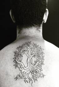 back very beautiful black mystery tree tattoo pattern