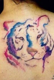 back European and American ink tiger head tattoo pattern