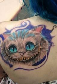 atgal juokinga pasakų šypsena Češyro katės spalvos tatuiruotės modelis