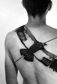 Φυσικό μαύρο και άσπρο μοτίβο τατουάζ που πετούν αετός