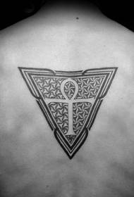 triángulo negro trasero con patrón de tatuaje de cruz egipcia