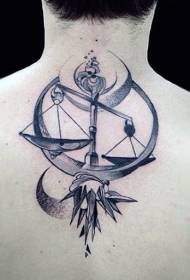 espina del darrere patró decoratiu de tatuatges de Libra i Lluna