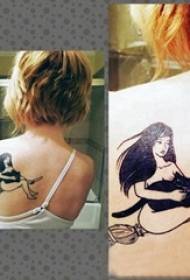 tyttö merkki tatuointi malli tyttö takaisin tyttö hahmo tatuointi malli