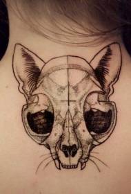 ຮູບແບບ tattoo skull cat ສີຂີ້ເຖົ່າສີດໍາທີ່ມີຮອຍແຕກ